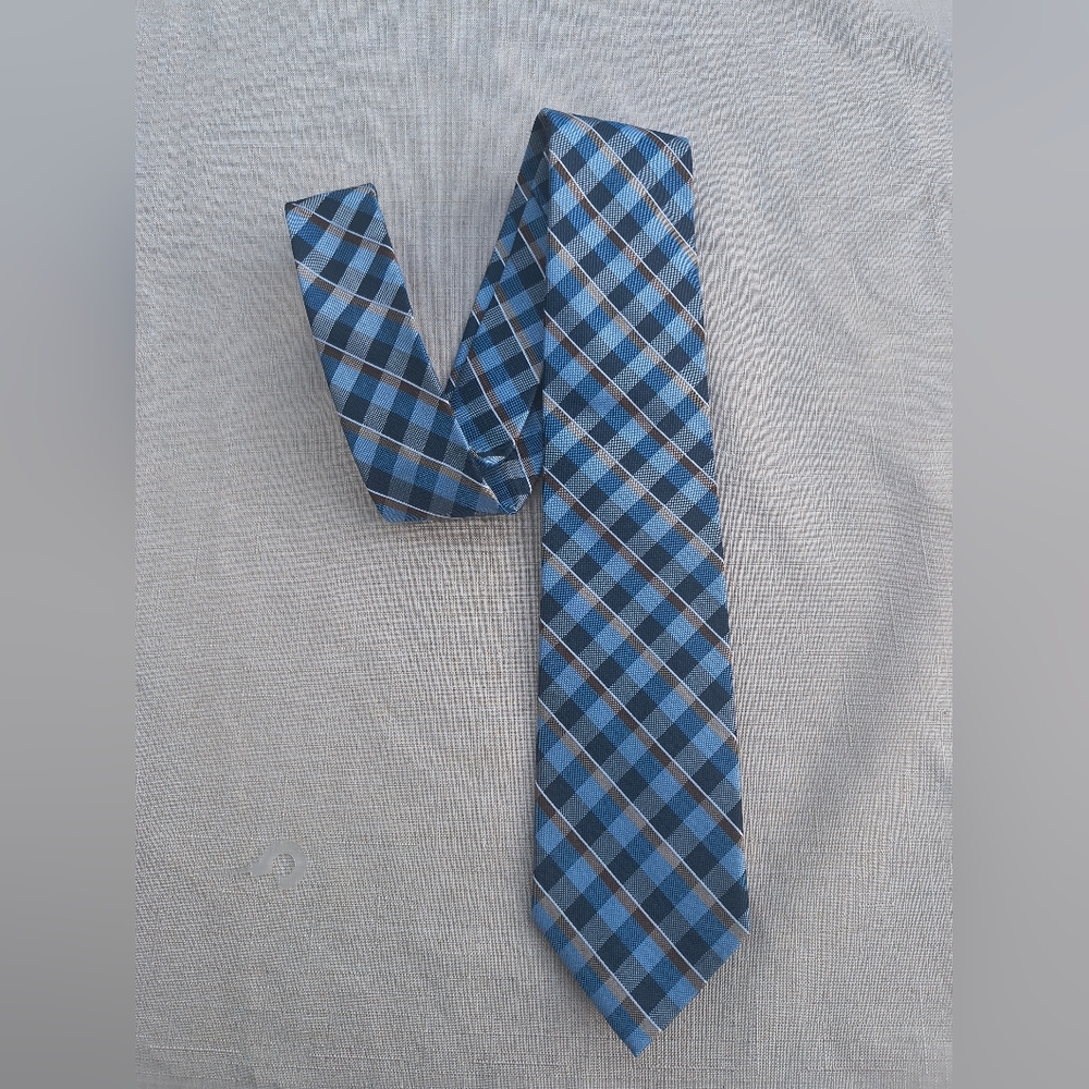 Michael Kors Blue / Brown Plaid Necktie